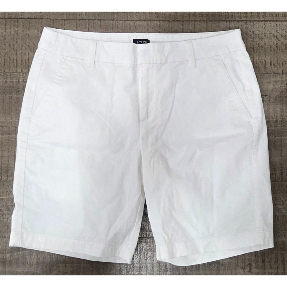 Womens J.Crew White Chino Bermuda Shorts Size 10